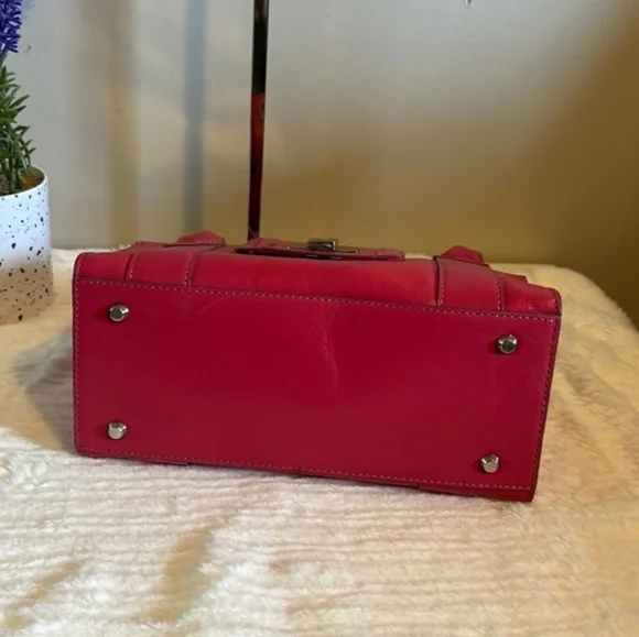 Structured Pink Leather Satchel with Top Handle - Picture 8 of 10